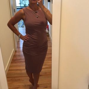 Dusty rose James Perse cotton midi bodycon dress